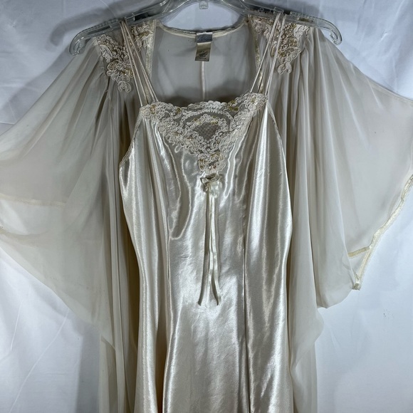 Vintage Cacique 2 Piece Lingerie Pinoir Set Nylon & Satin Bridal Set Beaded Lace - Picture 6 of 12